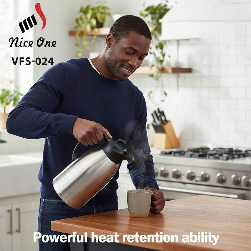 Nice One 1.8L Stainless Steel Vacuum Jug Coffee Pot thermos flask Vacuum Flask Thermos hot water bottle  (VFS-024-1.80L STAINLESS STEEL VACUUM FLASK ) .