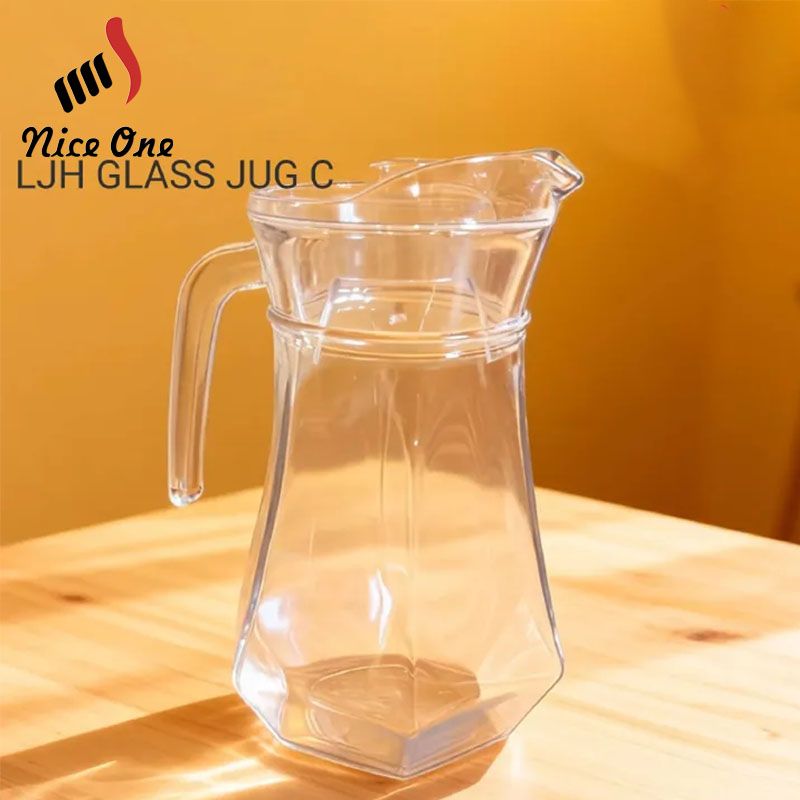 1PC 1.3L Vertical Bar Thickened Glass Jug Heat Resistant Cold Water Pot Household Juice Pot Drink Container Daily Kitchen Drinkware （JUG J-7） In Stock