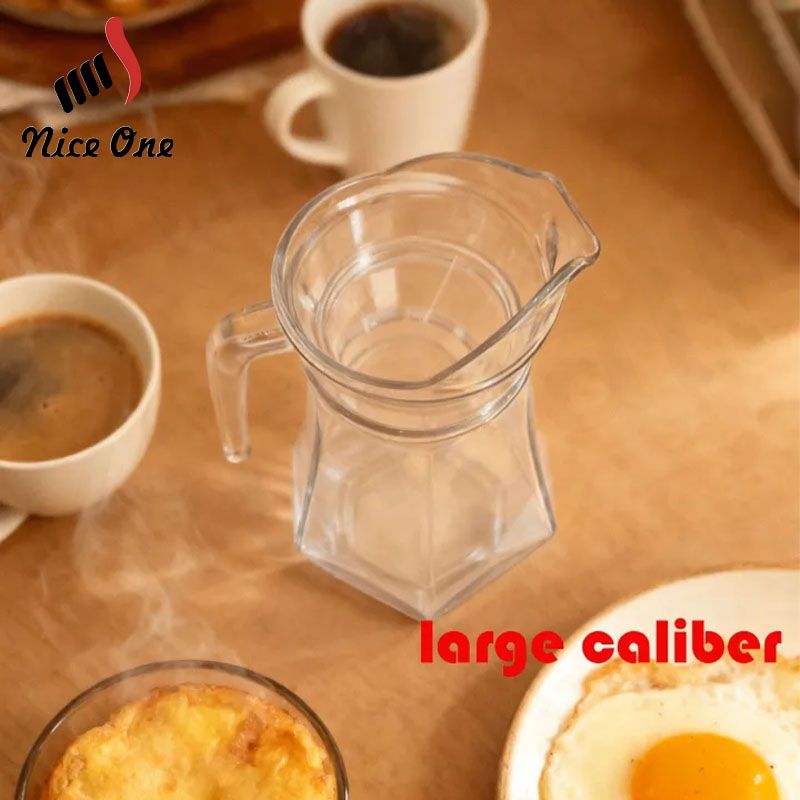 1PC 1.3L Vertical Bar Thickened Glass Jug Heat Resistant Cold Water Pot Household Juice Pot Drink Container Daily Kitchen Drinkware （JUG J-7） In Stock