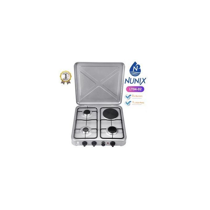 Nunix 4 Burner 3 gas +1 electric table top cooker