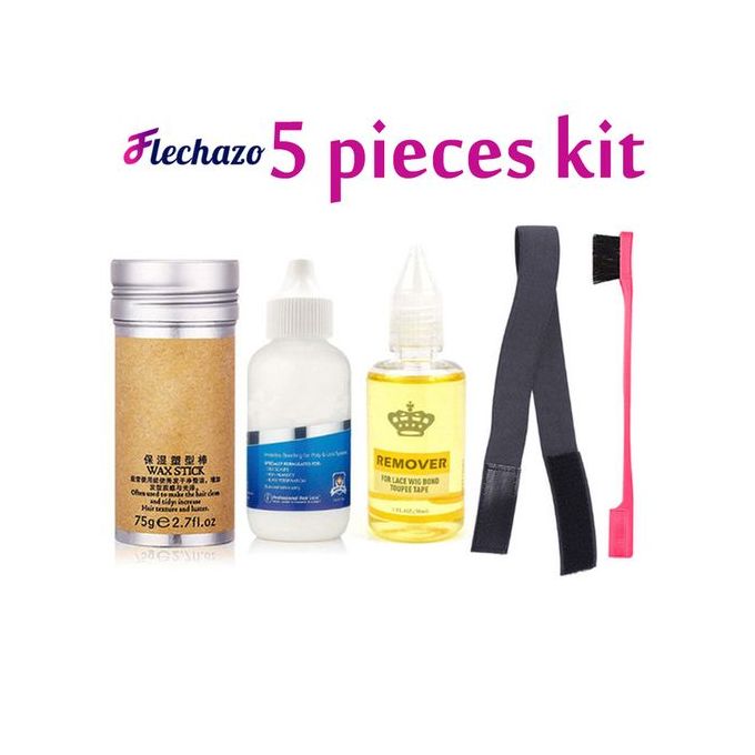Fashion Ghost Bond Glue + Lace Wig Remover + Wax Stick +Edges Brush+ Elastic Band Set.