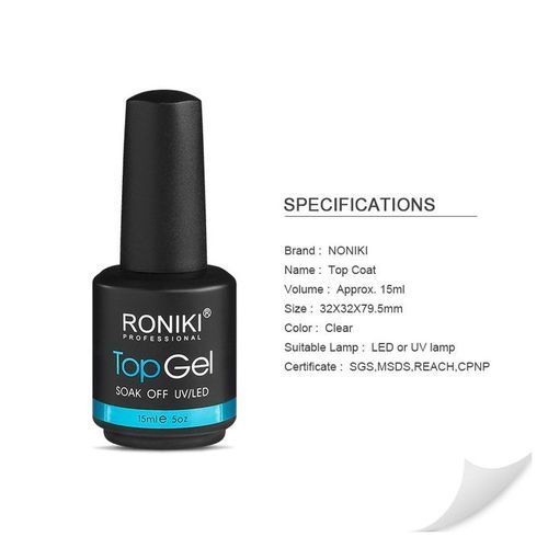 Roniki Soak Off Gel Nail Polish Top Coat & Base Coat- 15ml