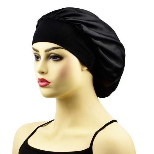 Satin Hair Bonnet sleeping Cap bonet Cap- Black.