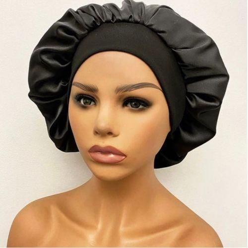 Satin Hair Bonnet sleeping Cap bonet Cap- Black.