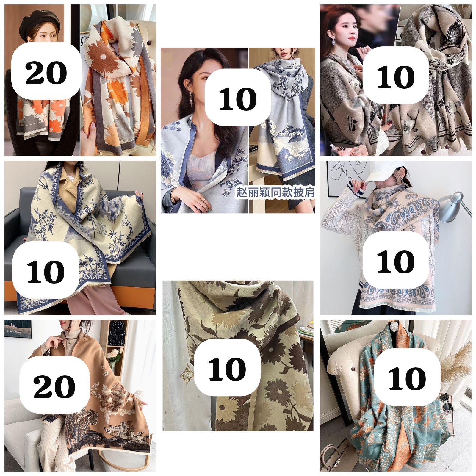 Luxury Floral Print Scarf for Women Warmer Winter Cashmere Pashmina Scarves Shawls Female Thick Blanket Wraps Foulard.