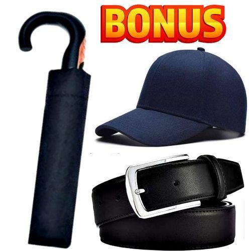 Compact Strong Checked Umbrella Curved Handle With Opening Switch + EXTRA GIFTS Cap, Leather Wallet