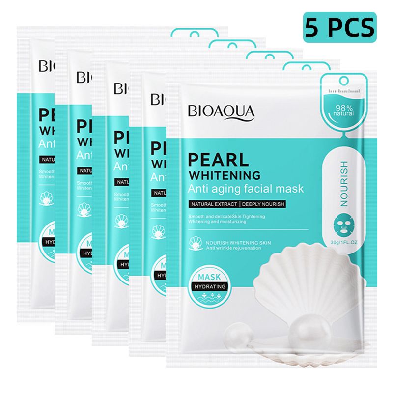 5 PCS Facial Masks Honey Rose Hyaluronic Acid Face Masks Sheet Pores Moisturizing Oil-Control Anti-Aging Replenishment Face Care Skin Care for Beauty