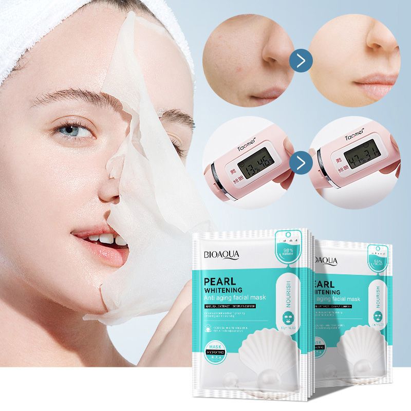 5 PCS Facial Masks Honey Rose Hyaluronic Acid Face Masks Sheet Pores Moisturizing Oil-Control Anti-Aging Replenishment Face Care Skin Care for Beauty
