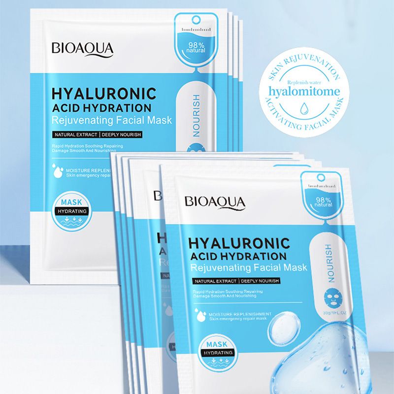 5 PCS Facial Masks Honey Rose Hyaluronic Acid Face Masks Sheet Pores Moisturizing Oil-Control Anti-Aging Replenishment Face Care Skin Care for Beauty