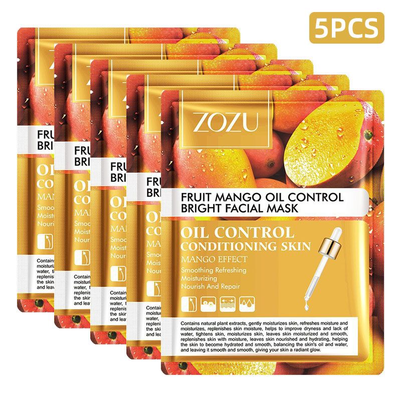 5 PCS Facial Masks Pineapple Pitaya Fruit Face Masks Sheet Pores Moisturizing Oil-Control Anti-Aging Replenishment Face Care Skin Care for Beauty