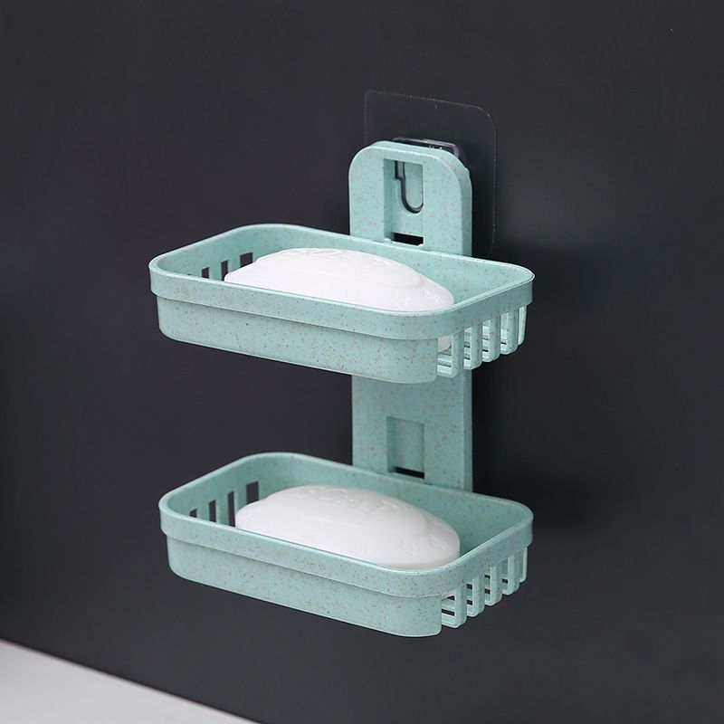 Soap Dishes Box Wall Zeep Houder Shower Soap Tray Holder for Bathroom Double layer Storage Basket