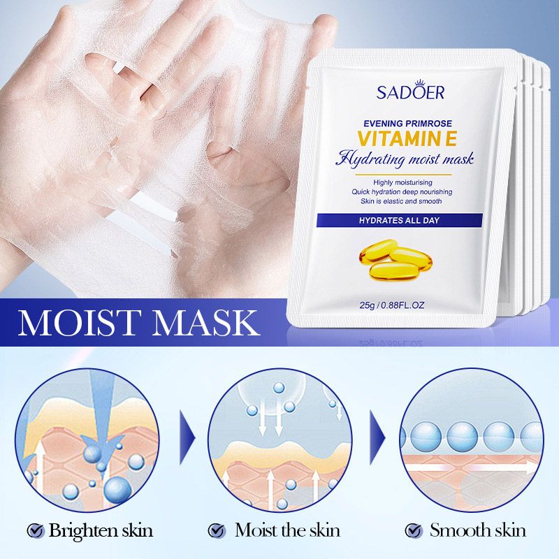 9PCS Evening Primrose Vitamin E Skin Care Set for Dry Skin Moisturizing Mask Face Cleanser Eye Cream Facial Essence kits Personal Care Moisturizing Skincare Gift Set