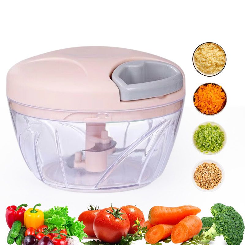 Manual Food Chopper Garlic Chopper with Container  Vegetable Kitchen Cutter Pull String Hand Food Processor Sharp Blades Mincer Shredder for Cutting Onions Chili Ginger Seasoning Kitchen Gadgets