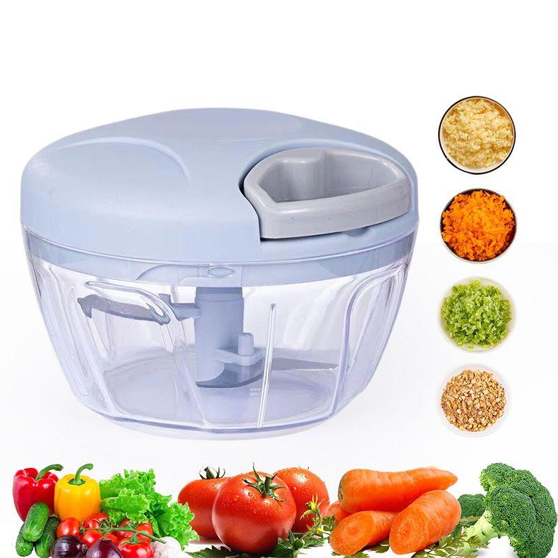 Manual Food Chopper Garlic Chopper with Container  Vegetable Kitchen Cutter Pull String Hand Food Processor Sharp Blades Mincer Shredder for Cutting Onions Chili Ginger Seasoning Kitchen Gadgets