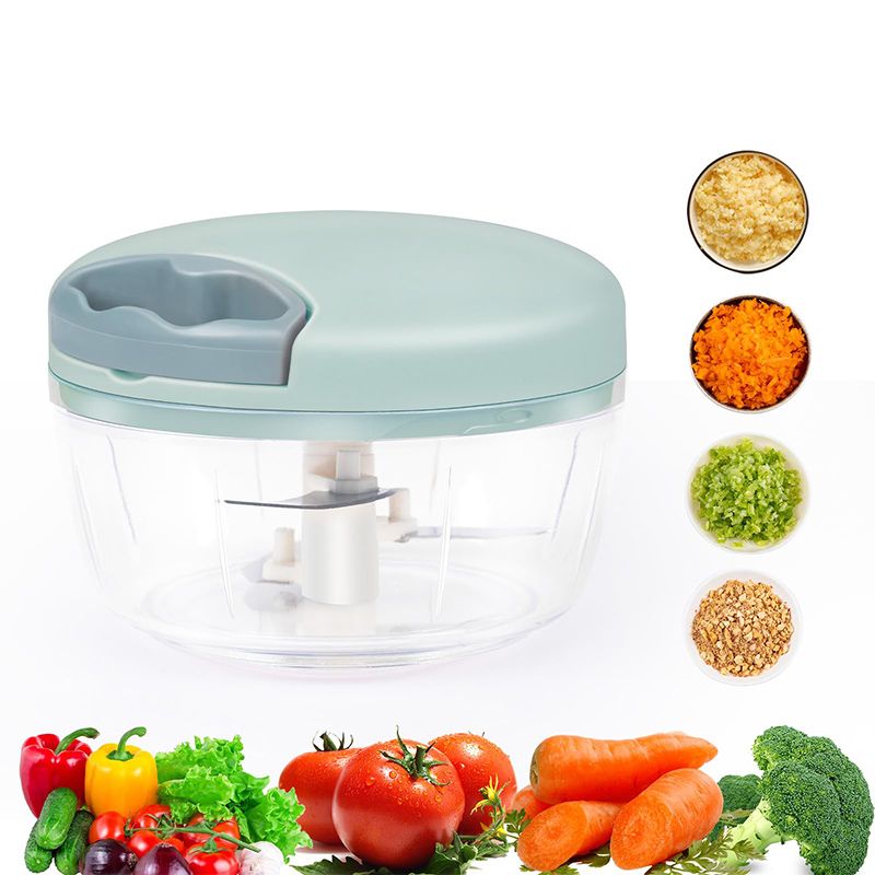 Manual Food Chopper Garlic Chopper with Container  Vegetable Kitchen Cutter Pull String Hand Food Processor Sharp Blades Mincer Shredder for Cutting Onions Chili Ginger Seasoning Kitchen Gadgets
