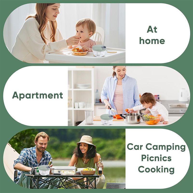 Manual Food Chopper Garlic Chopper with Container  Vegetable Kitchen Cutter Pull String Hand Food Processor Sharp Blades Mincer Shredder for Cutting Onions Chili Ginger Seasoning Kitchen Gadgets