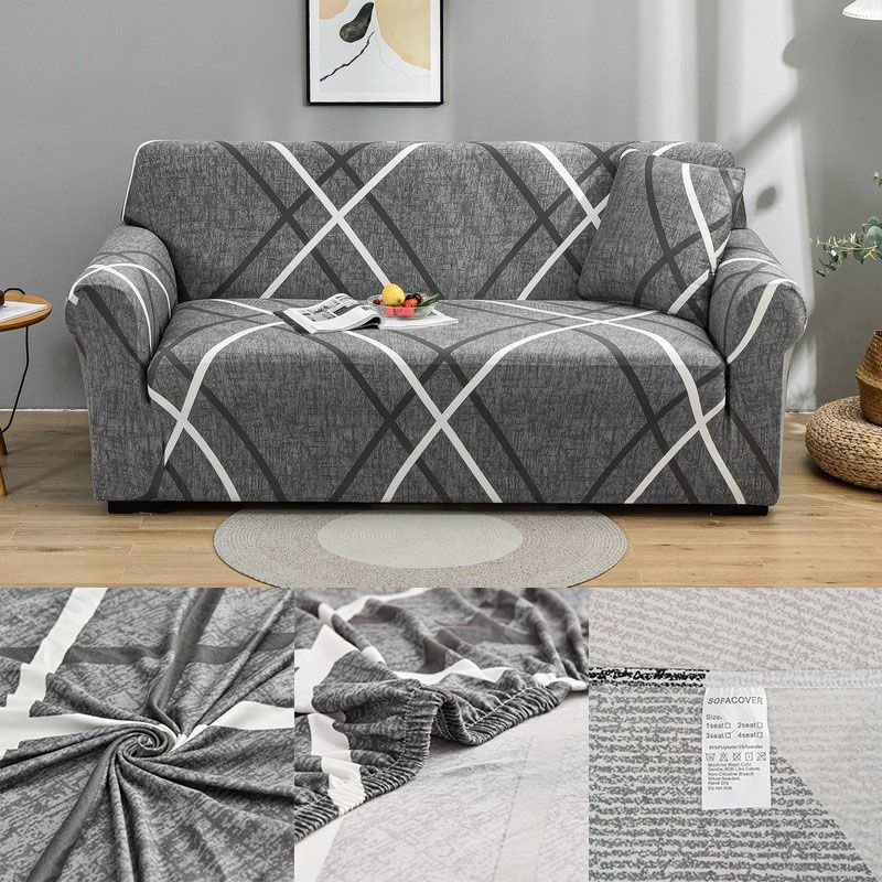 Stretch Plaid Sofa Slipcovers Elastic Sofa Covers For Living Room Bedroom Office Geometric Sofa Covers Armchair Couch Cover Home Decor 1/2/3/Seater