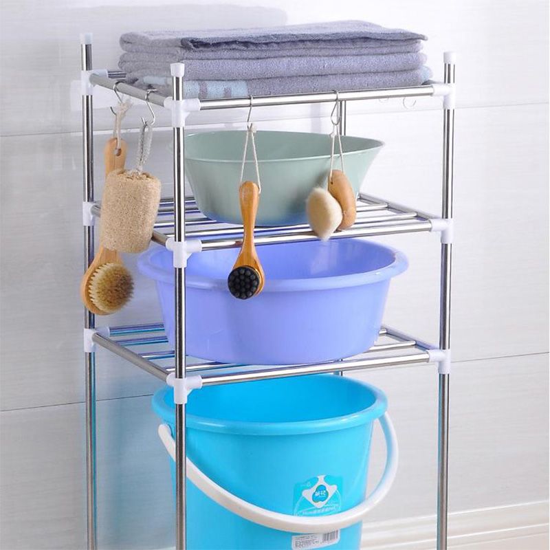 5-Tier Kitchen Storage Shelves Garage Shelving 5-Layer Assembly Stainless Steel Kitchen Shelving Pot Holder Bathroom Wash Basin Storage and Organizing Rack Bathroom Storage Rack Pot Racks