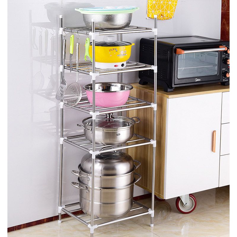 5-Tier Kitchen Storage Shelves Garage Shelving 5-Layer Assembly Stainless Steel Kitchen Shelving Pot Holder Bathroom Wash Basin Storage and Organizing Rack Bathroom Storage Rack Pot Racks