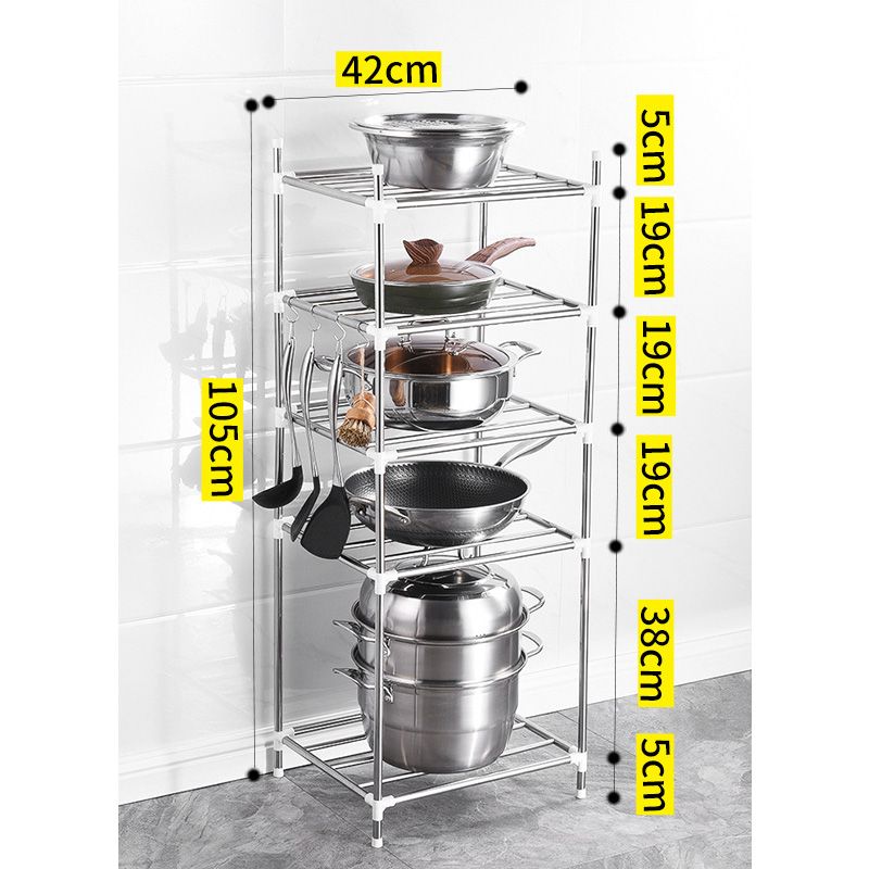 5-Tier Kitchen Storage Shelves Garage Shelving 5-Layer Assembly Stainless Steel Kitchen Shelving Pot Holder Bathroom Wash Basin Storage and Organizing Rack Bathroom Storage Rack Pot Racks