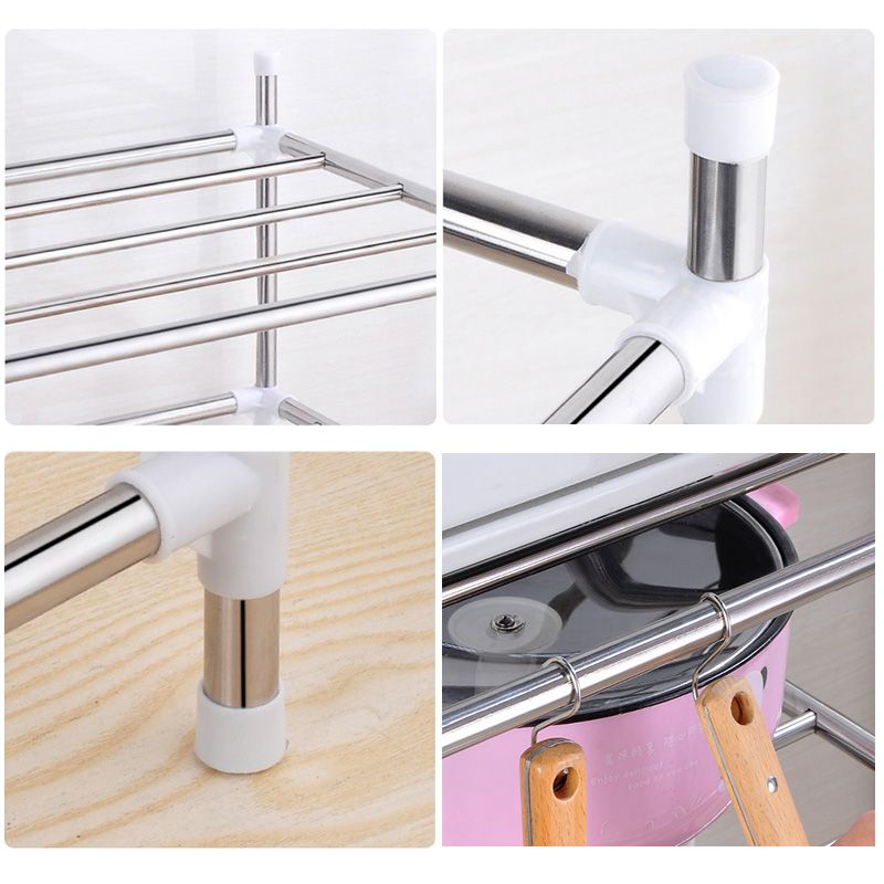 5-Tier Kitchen Storage Shelves Garage Shelving 5-Layer Assembly Stainless Steel Kitchen Shelving Pot Holder Bathroom Wash Basin Storage and Organizing Rack Bathroom Storage Rack Pot Racks