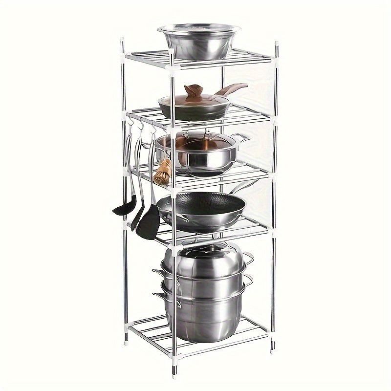 5-Tier Kitchen Storage Shelves Garage Shelving 5-Layer Assembly Stainless Steel Kitchen Shelving Pot Holder Bathroom Wash Basin Storage and Organizing Rack Bathroom Storage Rack Pot Racks