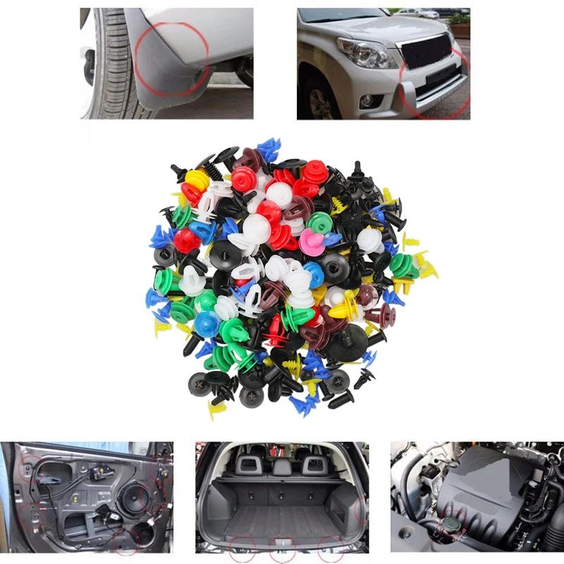 500Pcs Mixed Car Retainer Fasteners Bumper Clips Auto Push Trim Clip Pin Rivet Kit Universal For All Cars Fender Trim Panel Shield Engine Cover Nylon Plastic
