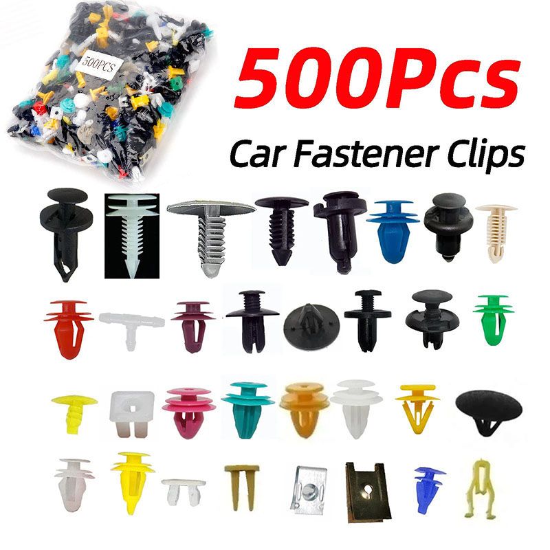 500Pcs Mixed Car Retainer Fasteners Bumper Clips Auto Push Trim Clip Pin Rivet Kit Universal For All Cars Fender Trim Panel Shield Engine Cover Nylon Plastic