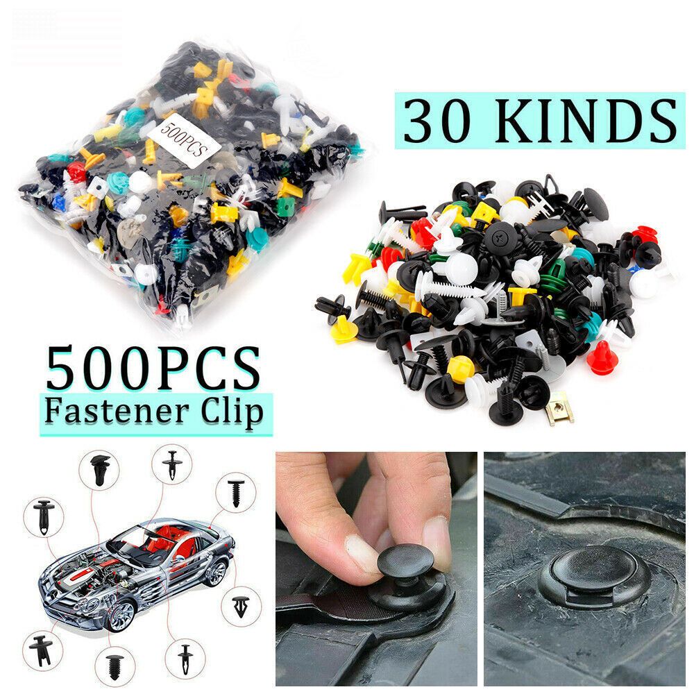 500Pcs Mixed Car Retainer Fasteners Bumper Clips Auto Push Trim Clip Pin Rivet Kit Universal For All Cars Fender Trim Panel Shield Engine Cover Nylon Plastic