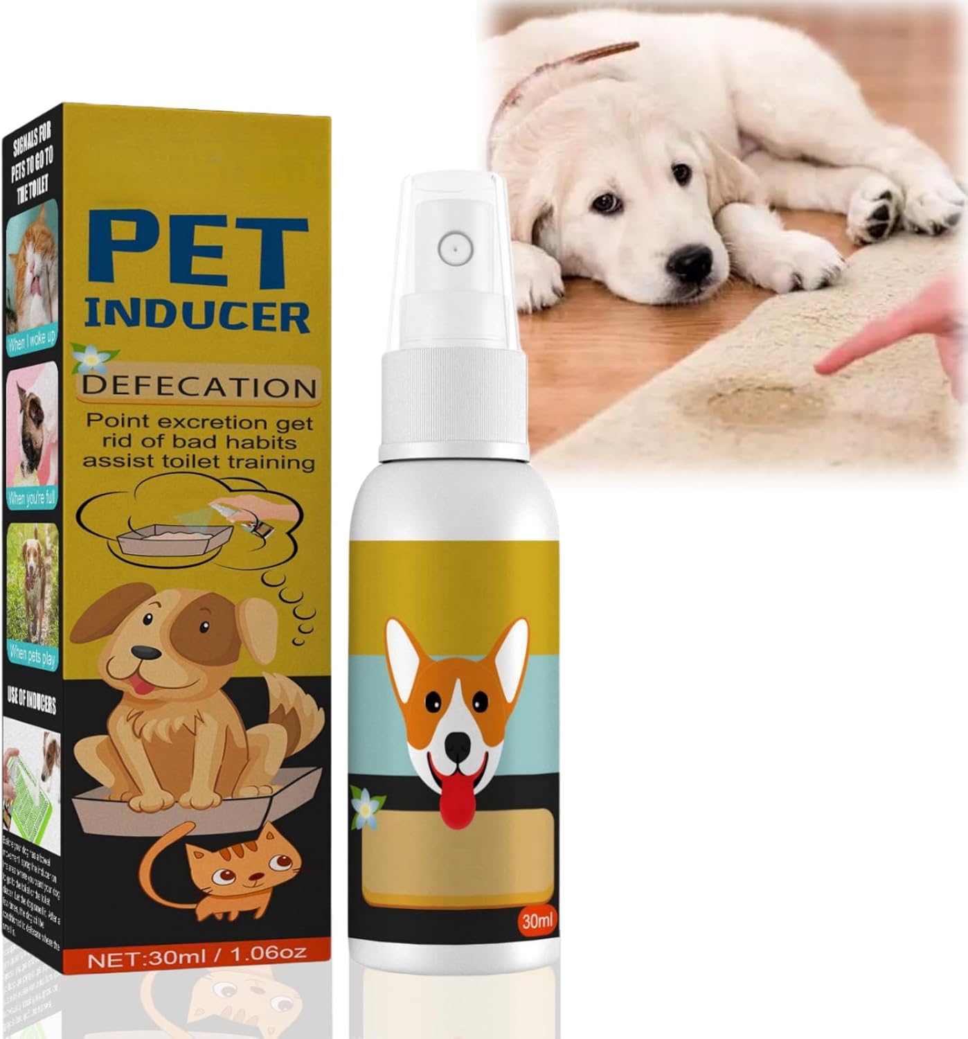 Dog Potty Training Spray Cats, Pet Defecation Inducer,  Pet Toilet Location Sprayer, Puppy Aid Training Spray for Indoor & Outdoor Use