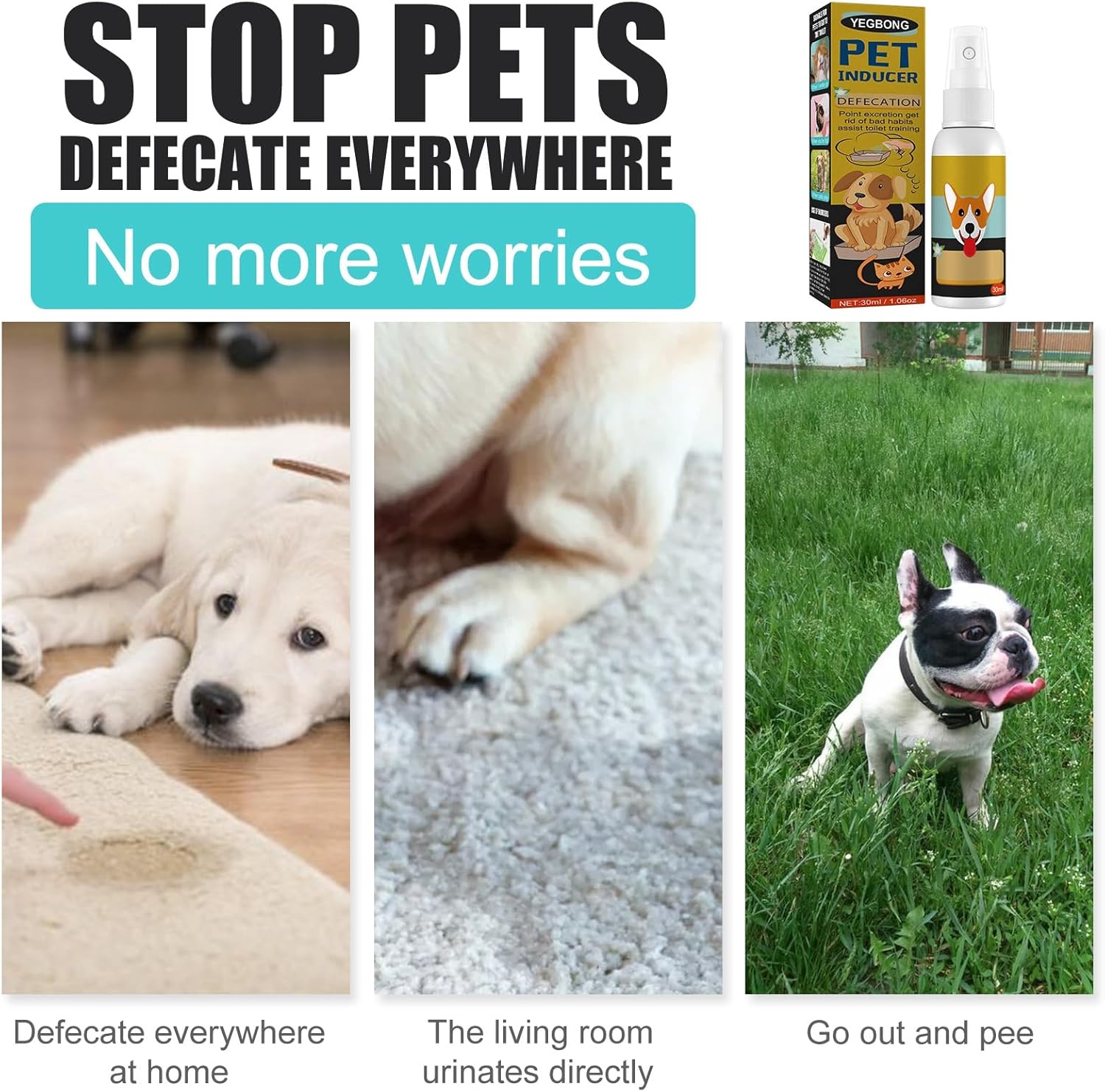 Dog Potty Training Spray Cats, Pet Defecation Inducer,  Pet Toilet Location Sprayer, Puppy Aid Training Spray for Indoor & Outdoor Use