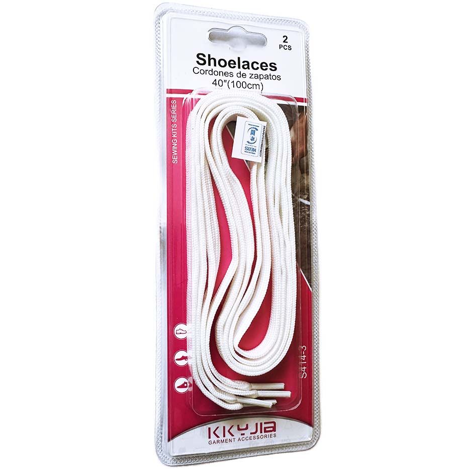 2pcs(1Pair) Flat White Shoe Laces Strings for All Shoes & Sneakers, Athletic Replacements Shoelaces for Women or Men