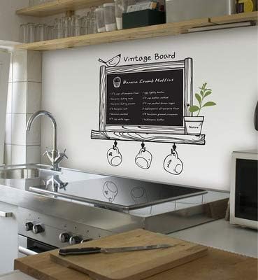 Blackboard Sticker Removable Adhesive Vinyl Chalkboard Paper Roll Wall Memo Chalk Board Decal Paper for Home Kitchen Office School Menu - 1 Roll with 5pcs Chalks - 45cm x 110cm