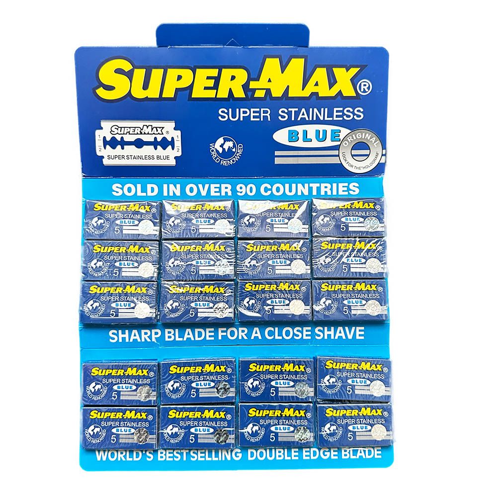 100 Supermax Blades Wholesale Pack Double Edge Razor Blade Super Max Blue Super Stainless Steel