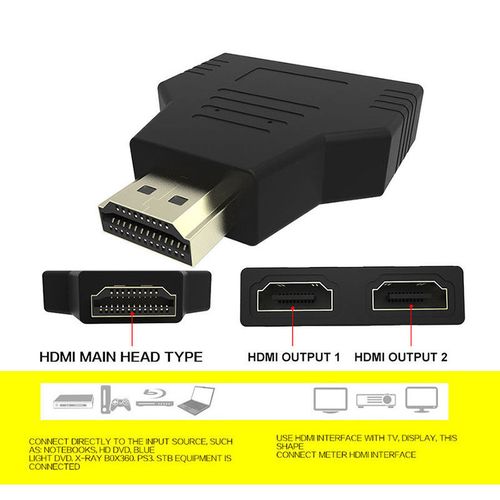 HDMI 1 Input 2 Output 1080P HDMI Splitter Adapter Converter for PS4 Xbox HDTV Projector Out