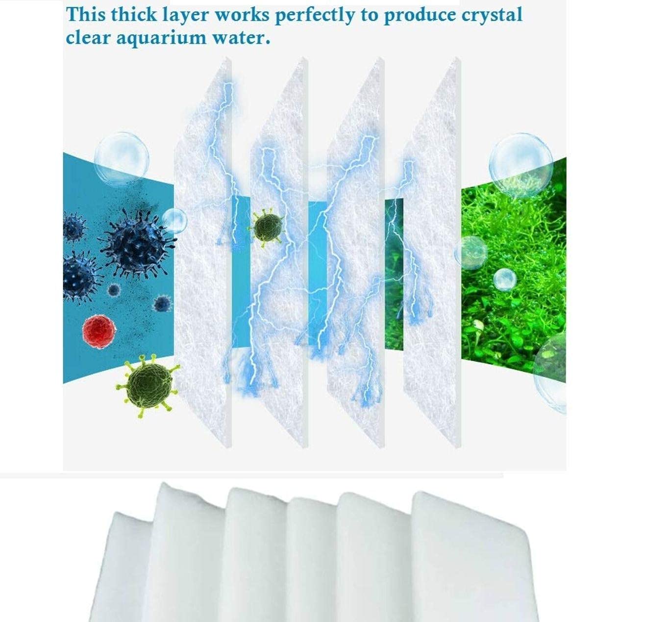 5pcs Aquarium Biochemical Filter Mechanical and Biological Filtration Sponge for Aquatic Fish Tank Pad Cap Polyester(Bio Chemical Cotton)