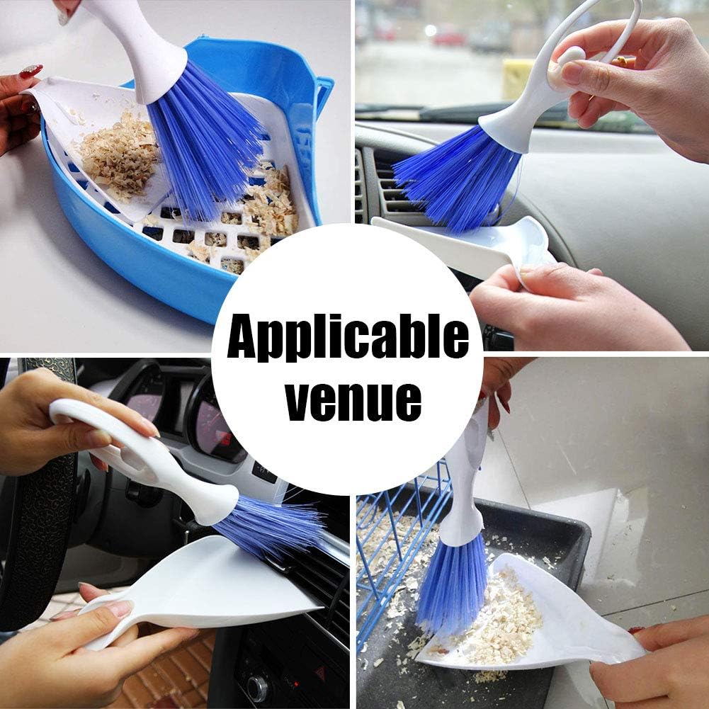 2in1 Mini AC Car Dashboard Vent Cleaner Broom Dustpan Window Keyboard Cleaning Brush Tool Set Plastic Dust Pan