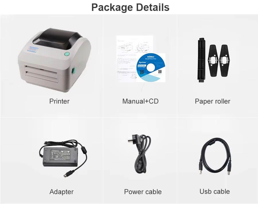 XPrinter XP-470B 4 Inch Label Printer Direct Thermal 203dpi 100mm Portable  X-Printer