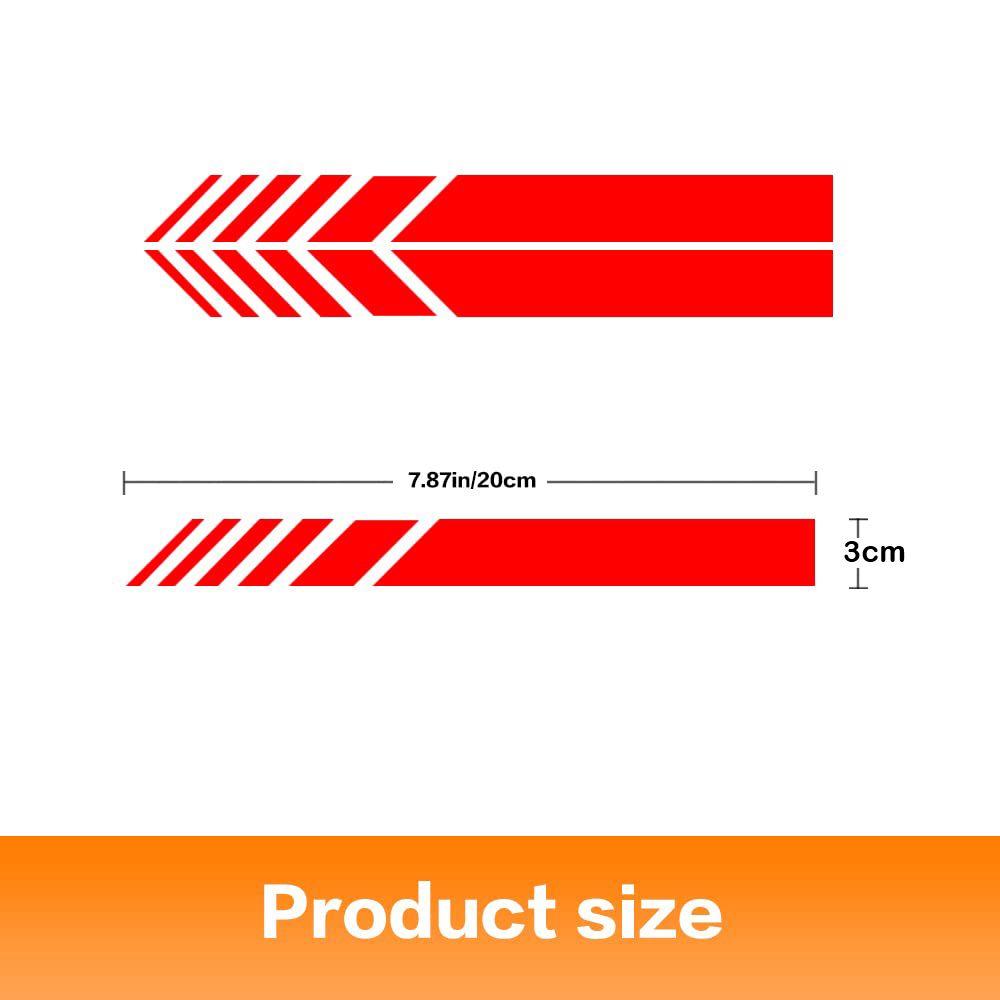 2 PCS Car Rear View Mirror Stickers, Red Waterproof Vinyl Auto Side Rearview Stripes, Universal Reflective Anti-Collision Striped Warning Decal for Most Vehicles