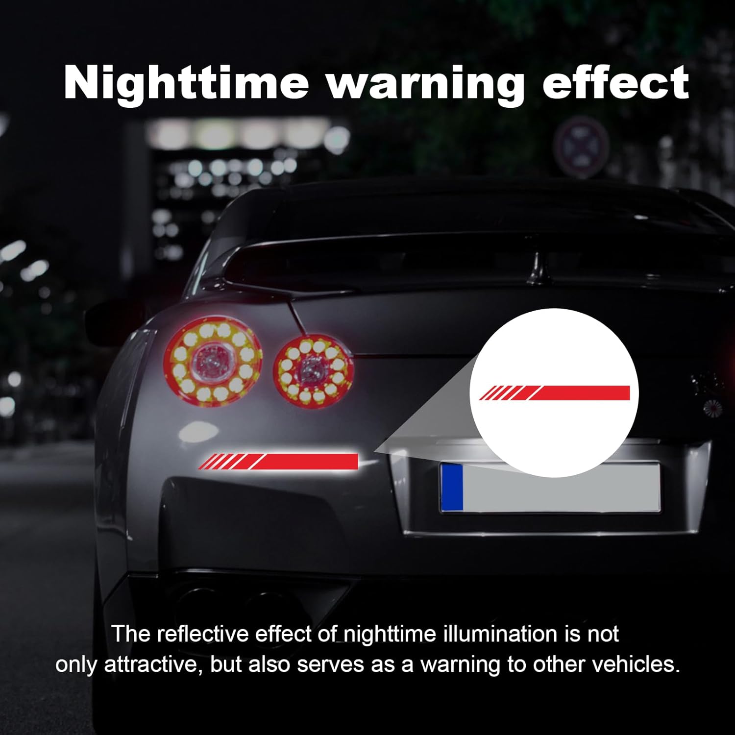 2 PCS Car Rear View Mirror Stickers, Red Waterproof Vinyl Auto Side Rearview Stripes, Universal Reflective Anti-Collision Striped Warning Decal for Most Vehicles