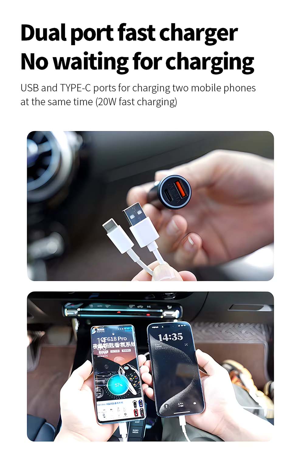 Mini Car Charger Adapter 20w + GPS Tracker works with Apple Find My Device MFi iOS System Plug and Play USB Type C  Cigarette Lighter Hidden Locator Smart Tracking Tool AP200