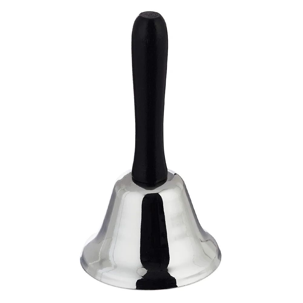 Hand Bell Call Bell Silver School Classroom Signal Jiggle Jingle Bells Reception 6.5cm Clear Sound Pet Play Library Student Pupils Christmas