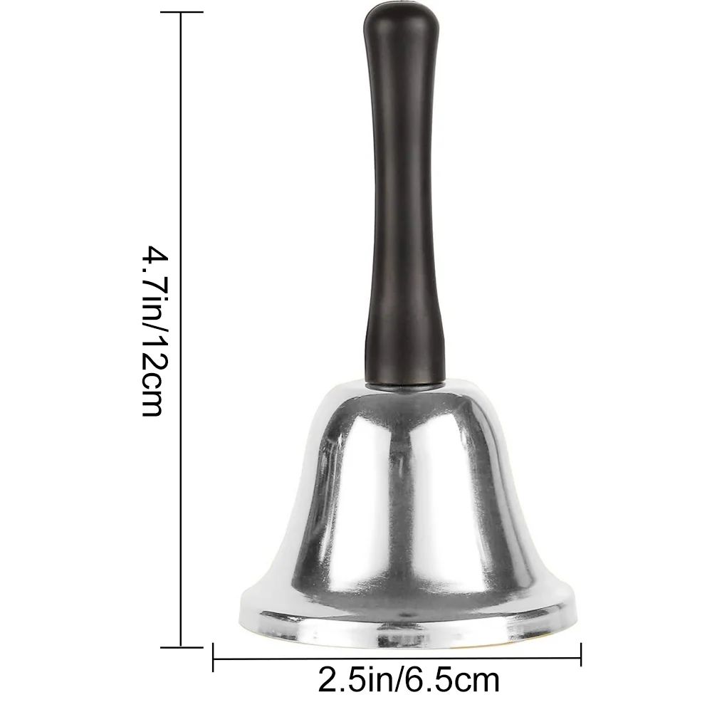Hand Bell Call Bell Silver School Classroom Signal Jiggle Jingle Bells Reception 6.5cm Clear Sound Pet Play Library Student Pupils Christmas