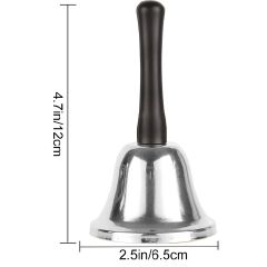 Hand Bell Call Bell Silver School Classroom Signal Jiggle Jingle Bells Reception 6.5cm Clear Sound Pet Play Library Student Pupils Christmas