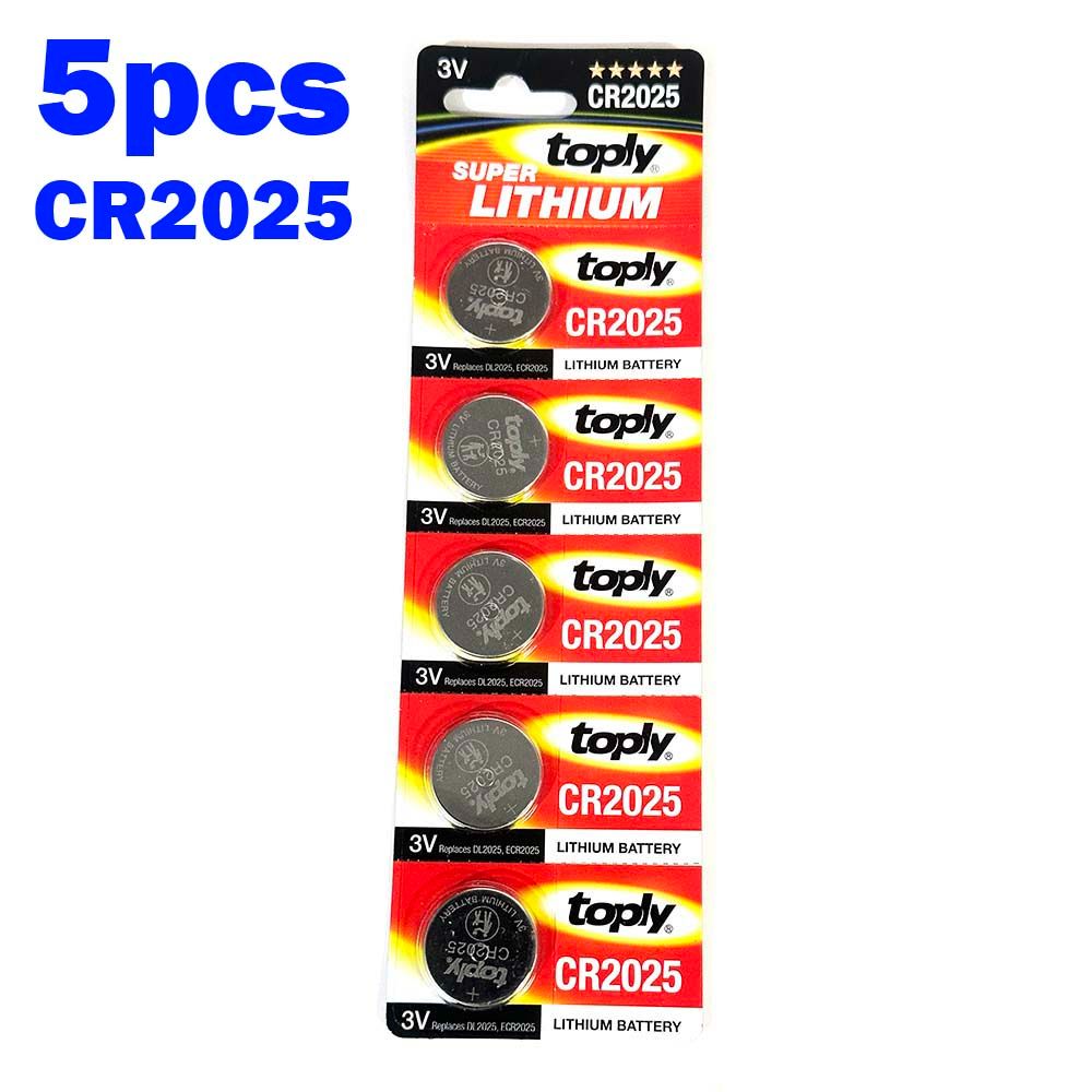 Toply 5pcs CR2025 3V Super Lithium Battery Watch Remote Button Cell CR 2025 Batteries DL2025 BR2025 KCR2025