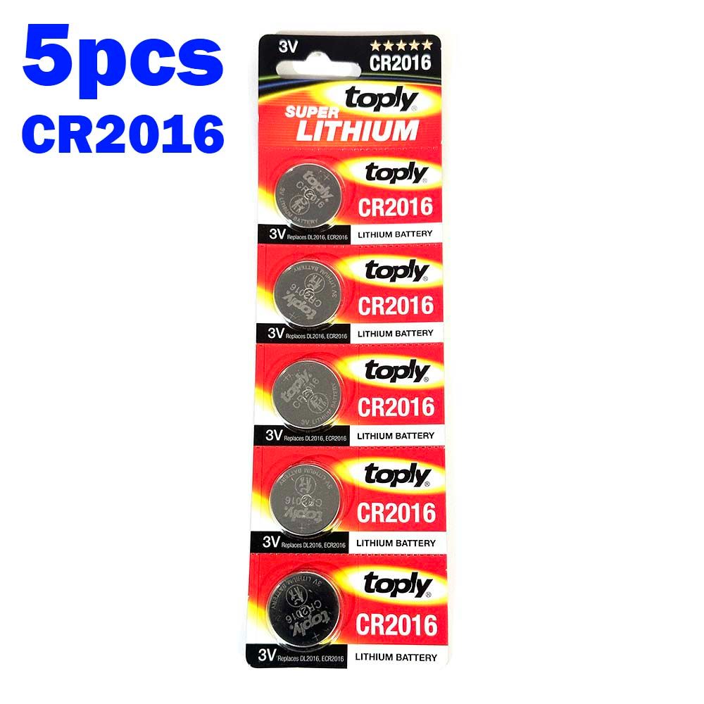 5pcs Toply Super Lithium Batteries Button Battery CR2016 3V Cell Coin ECR2016, DL2016, LM2016, CR 2016, KCR2016, BR2016.