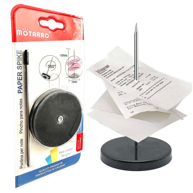 Receipt Holder Spike for Desk, Stainless Steel Ticket Stabber for Restaurant, Straight Rod Bill Fork, Paper Note Stick, Memo Holder Stand for Office, Metal Bills Check Spindle 360°