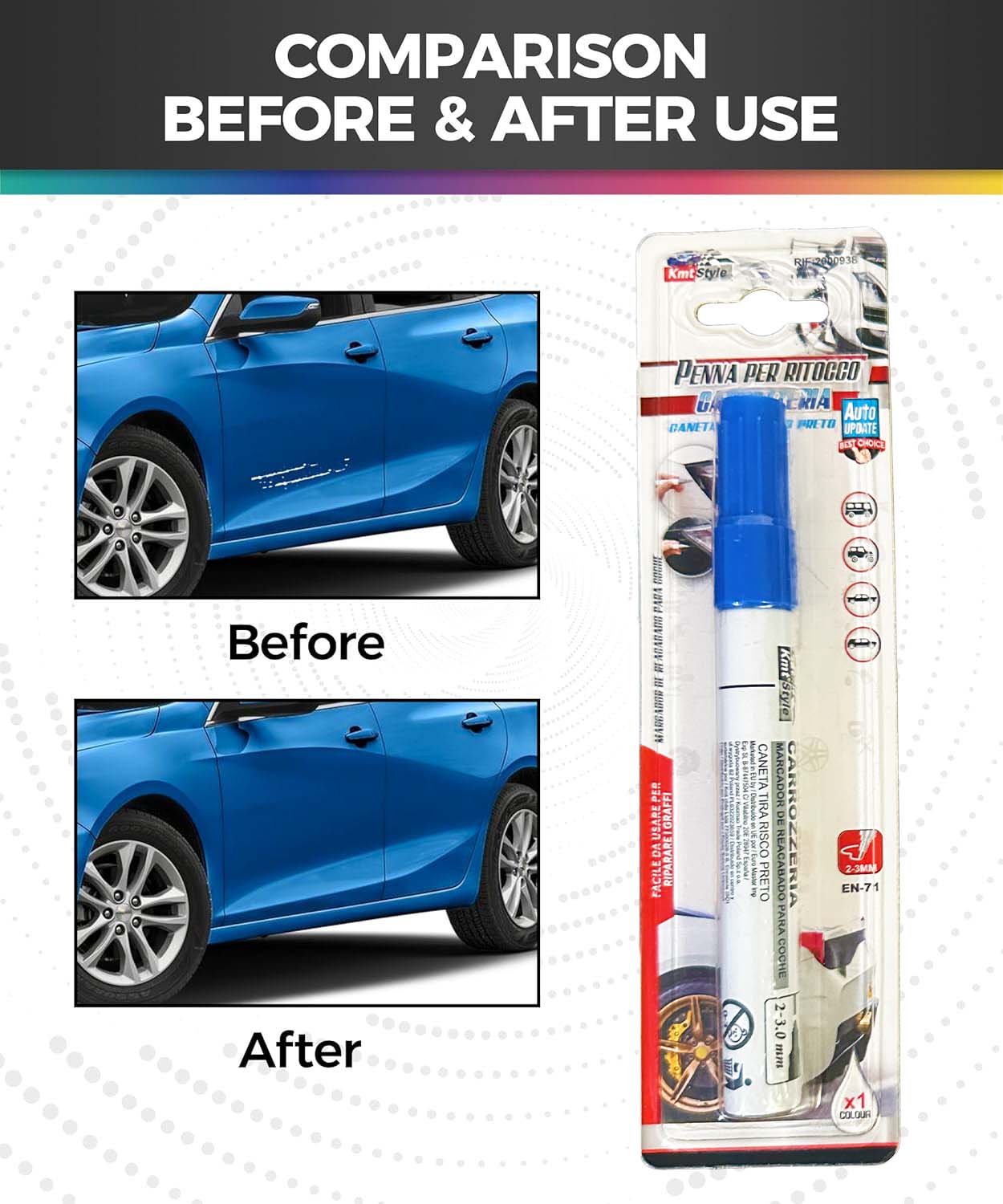 Blue - Touch Up Paint Car Scratch Remover Pen, Auto Repair Erase Scratches Paint Touch-Up Pens Refurbishment Removal Kit