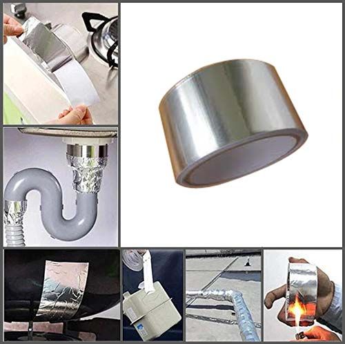 Aluminum Foil Tape Self-Adhesive High Temperature Silver Thermal Conductivity, HVAC Sealing Hot Cold Air Duct Tape for Pipe Metal Repair Refrigerator Freezer