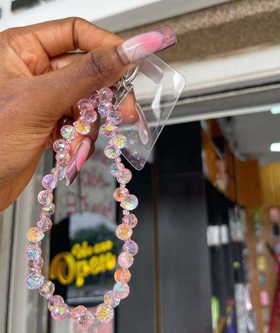 1pc Phone Charms Strap Phone Lanyard Wrist with Beads, Aesthetic Cell Chain Charm for Women Grils, Anti-Theft Beaded Phone Strap for Key Airpods